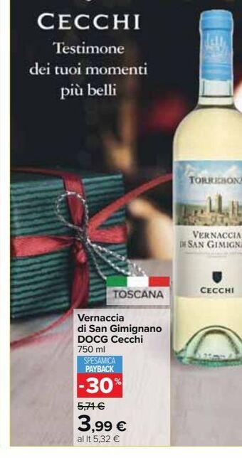 Carrefour Market Vernaccia di san gimignano docg cecchi 750 ml offerta