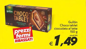 Iper Super Conveniente Gullón Choco tablet cioccolato al latte 150 g offerta
