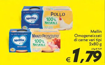 Iper Super Conveniente Mellin Omogeneizzati di carne vari tipi 2x80 g offerta