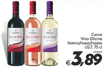 Iper Super Conveniente Corvo Vino Glicine bianco/rosso/rosato I.G.T. 75 cl offerta