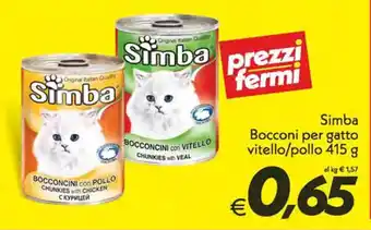 Iper Super Conveniente Simba Bocconi per gatto vitello/pollo 415 g offerta