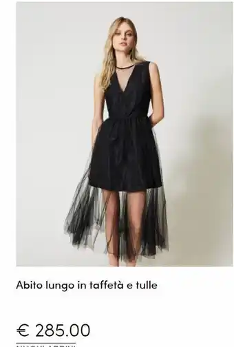 Abito lungo in taffetà e tulle