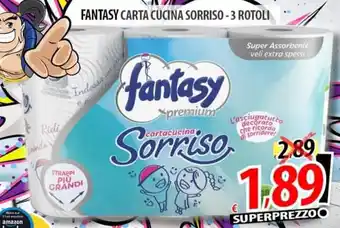 Il Genio Supermercato Fantasy Carta Cucina Sorriso 3 rotoli offerta