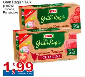 Sidis Star Gran Ragù g 100x2 Toscana, Partenopea offerta