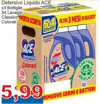Sidis Ace Detersivo Liquido x3 Bottiglie 54 Lavaggi Classico, Colorati offerta