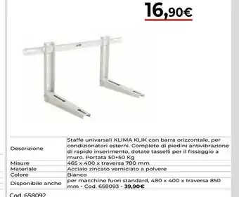 Brico Io Staffe Universali Klima Easy Clik offerta