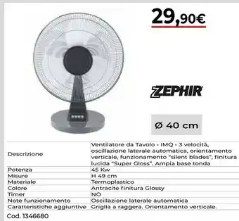 Brico Io Zephir Ventilatore Da Tavolo Imq offerta