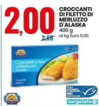 Eurospin Athena Croccanti Di Filetto Di Merluzzo D'Alaska 400 G(ml) offerta