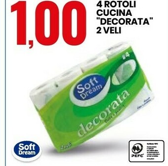 Eurospin 4 Rotoli Cucina Decorata 2 Veli offerta