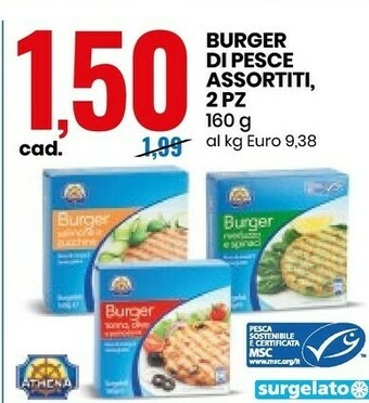 Eurospin Athena Burger Di Pesce Assortiti offerta