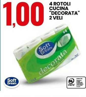 Eurospin Soft Dream 4 Rotoli Cucina Decorata 2 Veli offerta