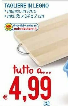 MD Discount Tagliere In Legno Manico In Ferro offerta