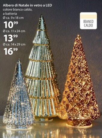 Albero di Natale in vetro a LED Ø 9 x 18 cm