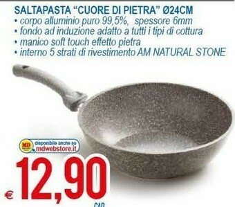 MD Discount Saltapasta Cuore Di Pietra 24cm Corpo Alluminio Puro 99.5% offerta