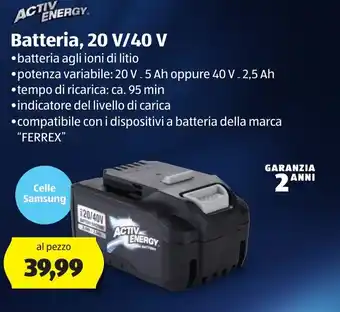 ALDI Active Energy Batteria 20V/40V offerta