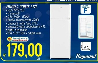 MD Discount Raymond Frigo 2 Porte 217 L FRP27ED offerta