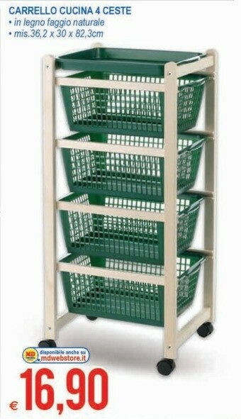 MD Discount Carrello Cucina 4 Ceste offerta