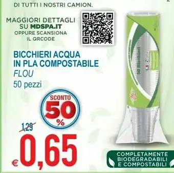 MD Discount Bicchieri Acqua In Pla Compostabile offerta