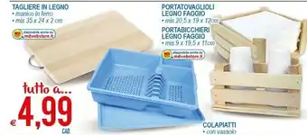 MD Discount Tagliere In Legno/ Portatovaglioli Legno Faggio/ Portabicchieri Legno Faggio/ Colapiatti offerta