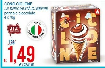 MD Discount Le Specialità di Beppe Cono Ciclone Panna E Cioccolato offerta