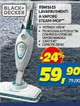 Risparmio Casa Black & Decker FSM1615 Pulitore A Vapore Pulitore A Vapore Verticale 0,35 L Blu, Acciaio Inossidabile, Bianco 1300 W offerta