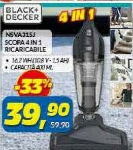 Risparmio Casa Black & Decker NSVA315J Scopa Elettrica Senza Sacchetto Antracite 0,4 L offerta
