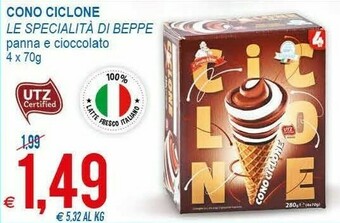 MD Discount Le Specialità di Beppe Cono Ciclone Panna E Cioccolato offerta