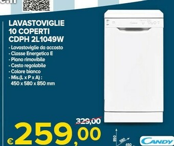 MD Discount Candy Lavastoviglie 10 Coperti CDPH 2L1049W offerta