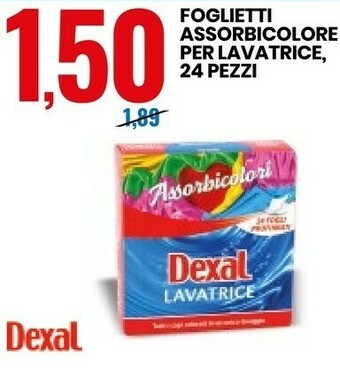 Eurospin Dexal Foglietti Assorbicolore Per Lavatrice 24 Pezzi offerta