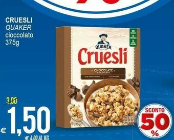MD Discount Quaker Cruesli Cioccolato 375 G(ml) offerta