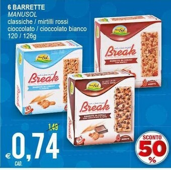 ManuSol 6 Barrette Classiche / Mirtilli Rossi / Cioccolato / Cioccolato Bianco