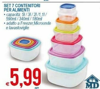 MD Discount Set 7 Contenitori Per Alimenti offerta