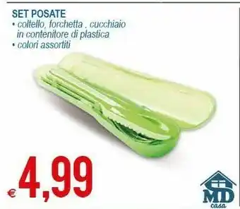 MD Discount Set Posate Coltello, Forchetta, Cucchiaio In Contenitore Di Plastica offerta