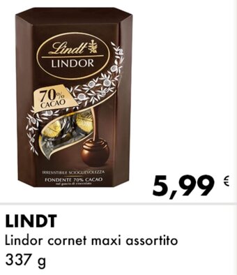 Iper Tosano Lindt Lindor cornet maxi assortito 337 g offerta