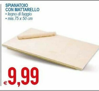 MD Discount Spianatoio Con Mattarello Legno In Faggio offerta