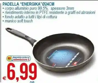 MD Discount Padella Energika 24cm Corpo Alluminio Puro 99.5% offerta