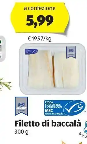 ALDI Filetto di baccalà offerta