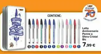 Carrefour Bic Latta Anniversario Penne A Sfera Cristal offerta