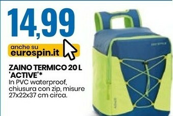 Eurospin Zaino Termico 20 L Active offerta