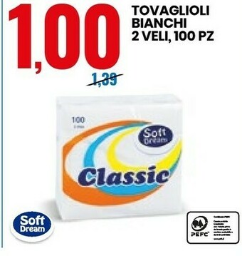 Eurospin Tovaglioli Bianchi 2 Veli 100 PZ offerta