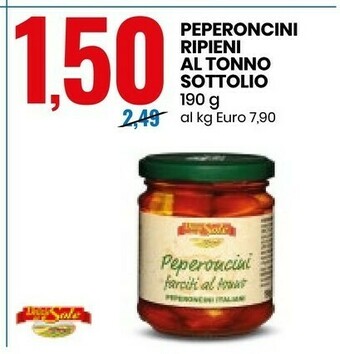 Eurospin Delizie dal Sole Delizie Del Sole - Peperoncini Ripieni Al Tonno 190 G(ml) offerta
