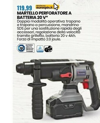 Eurospin Martello Perforatore A Batteria 20 V offerta