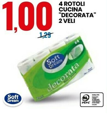 Eurospin 4 Rotoli Cucina Decorata 2 Veli offerta