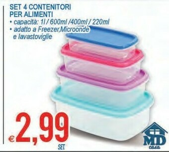 MD Discount Set 4 Contenitori Per Alimenti offerta