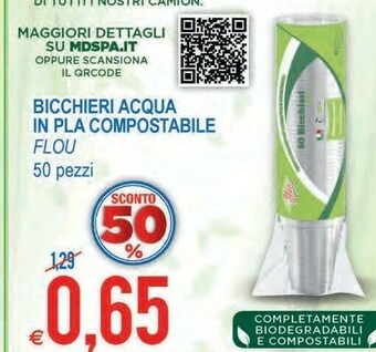 MD Discount Flou Bicchieri Acqua In Pla Compostabile offerta