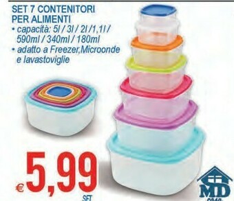 MD Discount Set 7 Contenitori Per Alimenti offerta