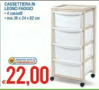 MD Discount Cassettiera In Legno Faggio offerta