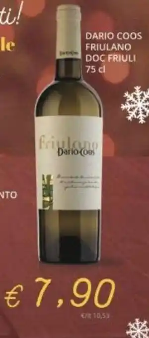 Supermercati Visotto Dario Coos Friulano Doc Friuli 75 cl offerta