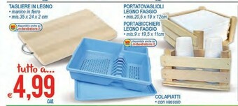 MD Discount Tagliere In Legno/ Portatovaglioli Legno Faggio/ Portabicchieri Legno Faggio/ Colapiatti offerta