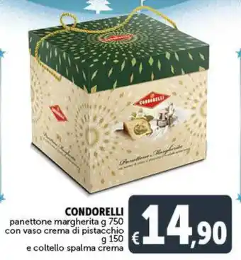 Condorelli panettone margherita 750 g con vaso crema di pistacchio 150 g e coltello spalma crema